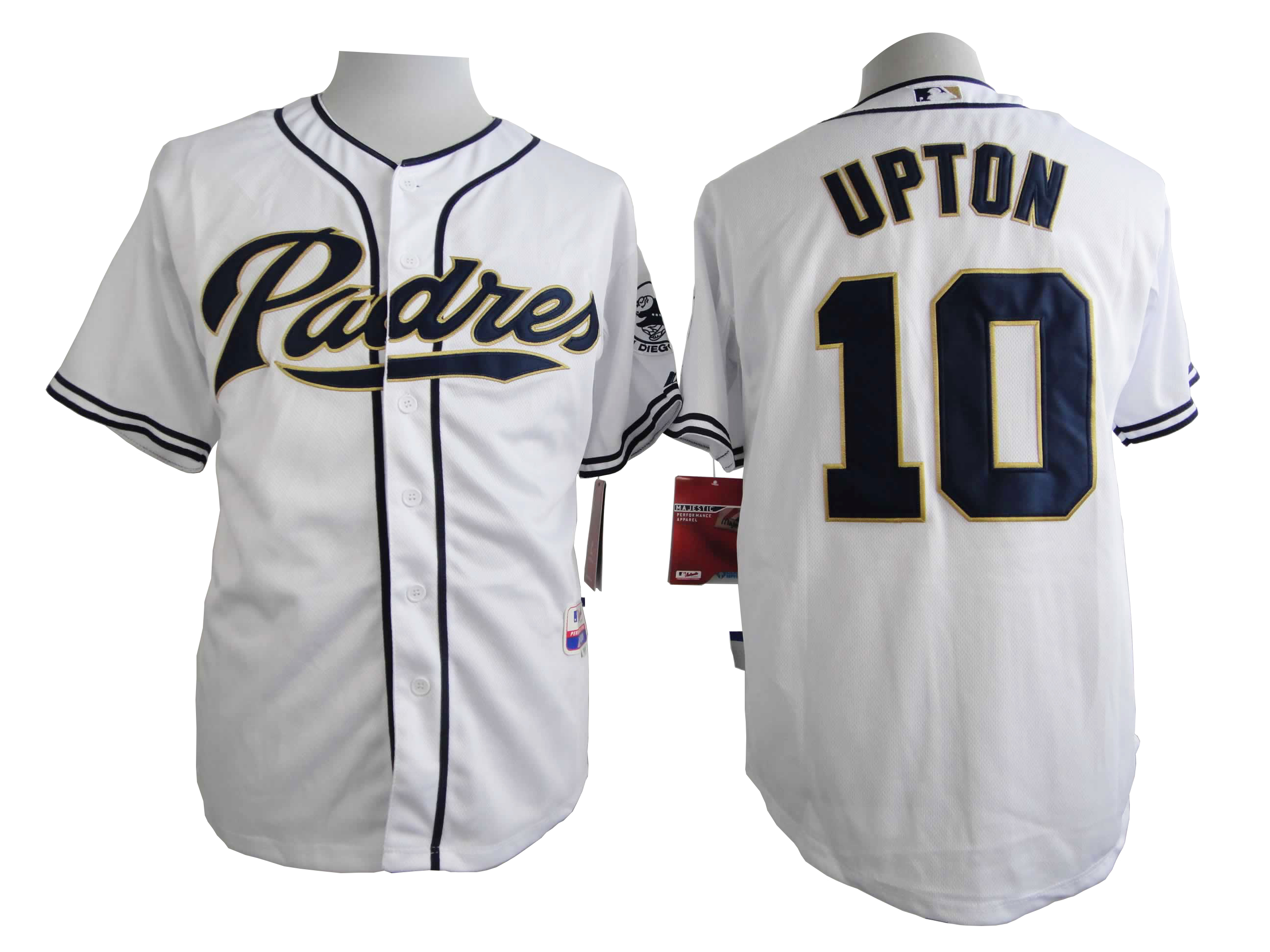 Men San Diego Padres #10 Upton White MLB Jerseys